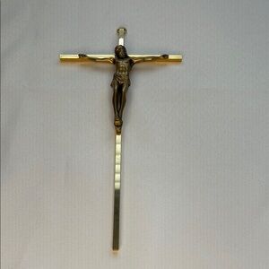 Elegant Gold and Brass Crucifix Jesus Religious Cross